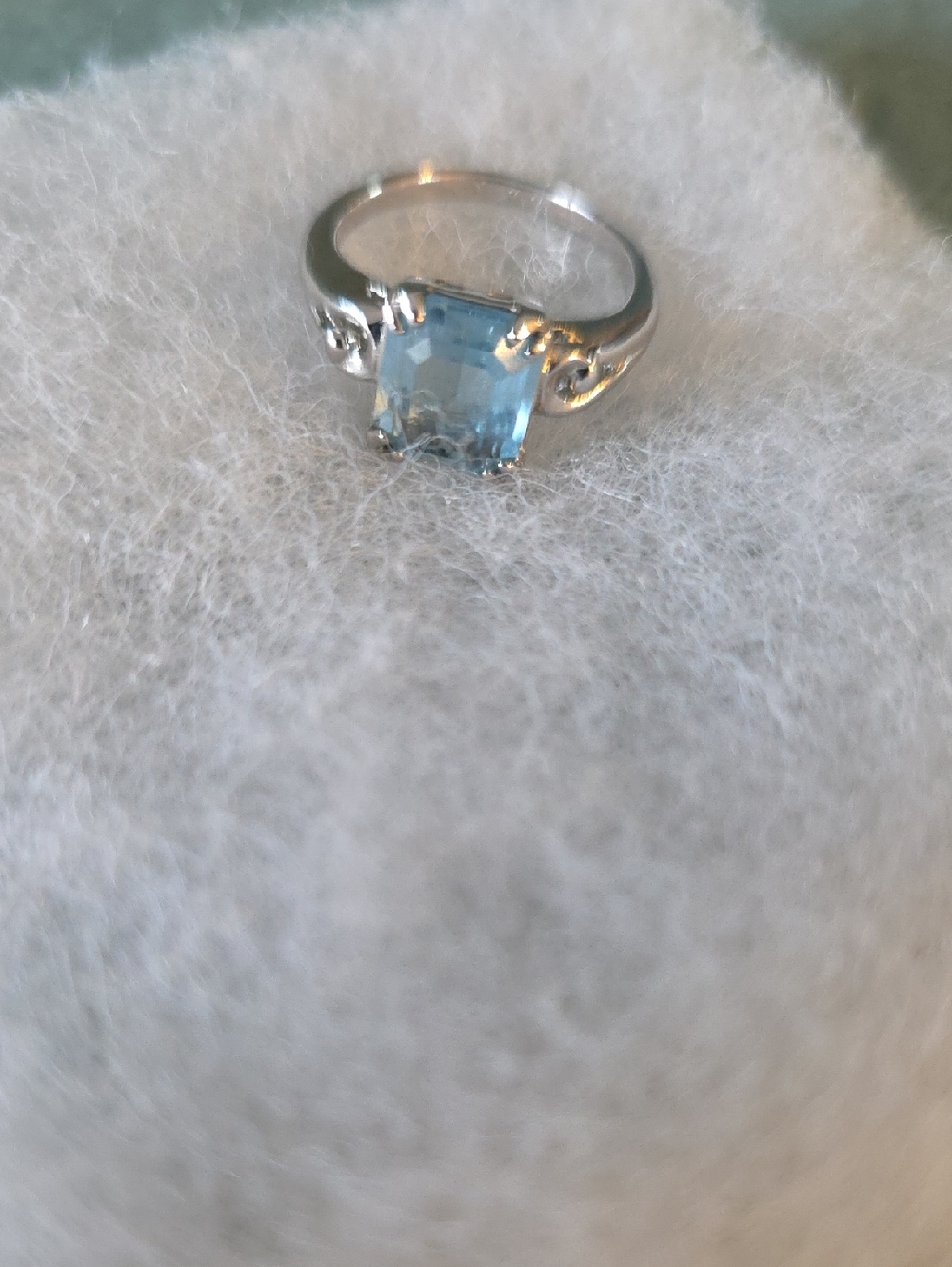 Silver Ring with Light Blue Gemstone - Elegant Women's Jewelry (Avon)